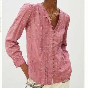 Anthropologie Pilcro Jolie Pintucked Blouse